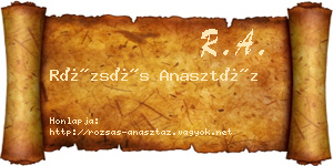 Rózsás Anasztáz névjegykártya